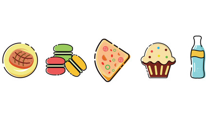 Sweets and drinks and ice-cream vector art isolated