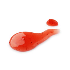 Sample of tasty strawberry sauce isolated on white