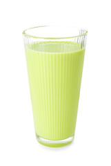 Fresh mung bean juice in glass isolated on white