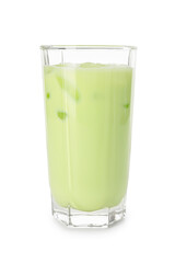 Fresh mung bean juice in glass isolated on white