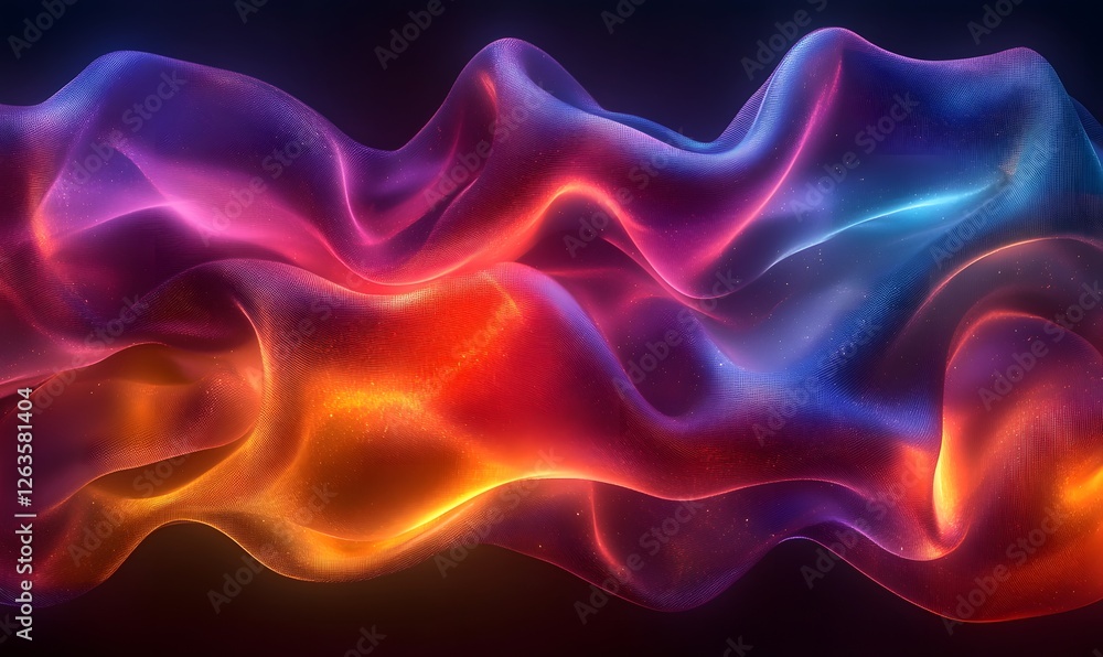 Poster abstract gradient mesh with wavy structure and vibrant color transitions creating depth and flow