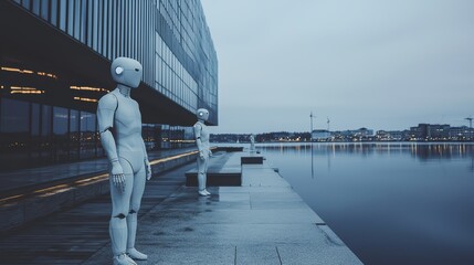 Graceful humanoids at helsinkis waterfront nordic minimalism in ai