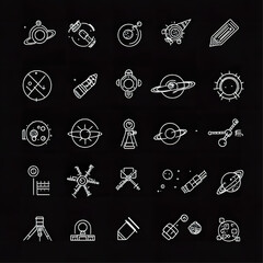 Futuristic Space Icons – Minimalist Astronomy & Cosmic Vector Set