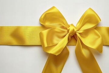 close-up shot of a Sarcoma Bone Cancer ribbon awareness with a yellow bow color isolated on a white background, representing support for bladder cancer and World Suicide Prevention Day.