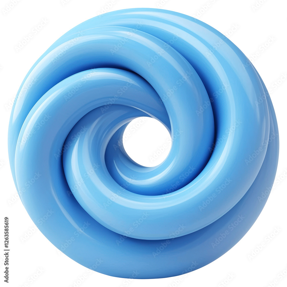 Poster abstract blue twisted torus shape on transparent background a modern geometric design
