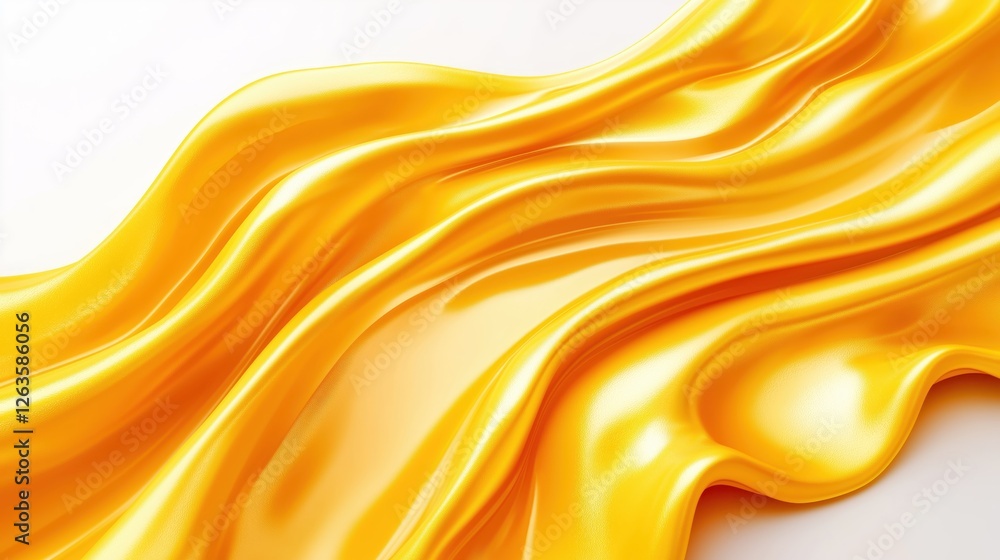 Poster luxurious golden waves are flowing smoothly, creating an elegant and abstract composition on a clean