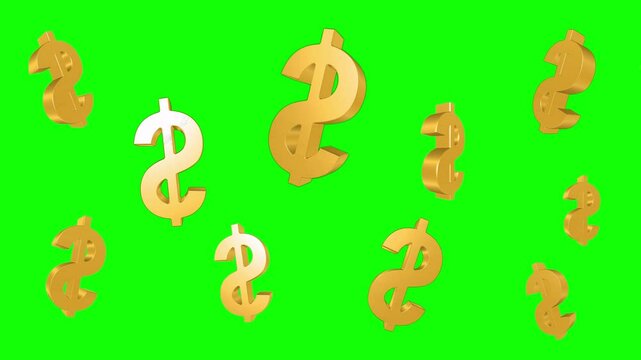 Dollar sign animation on green screen