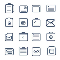 Futuristic Gradient UI Icons – Neon Business & Email Symbol Set