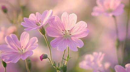 Fototapeta premium Soft Pink Flowers with Blurry Background