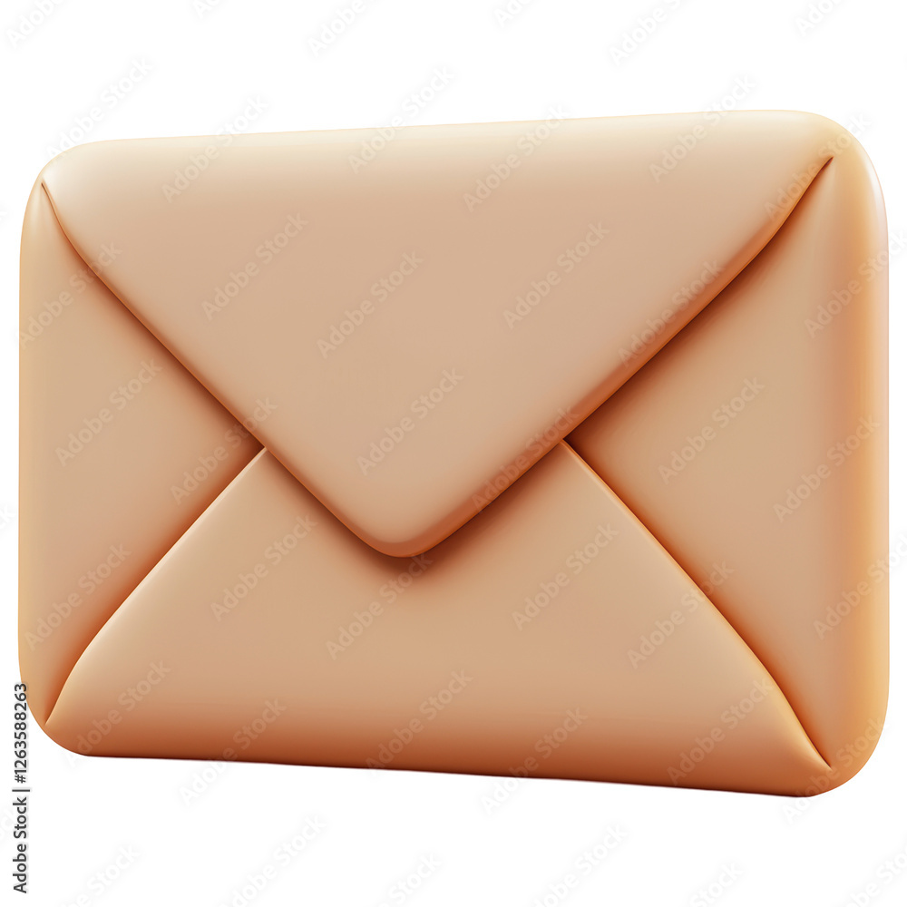 Aufkleber close up beige envelope icon with smooth texture isolated on transparent background