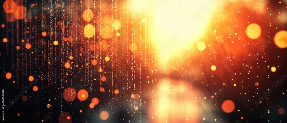 Aufkleber glimmering bokeh effect with warm sunlight filtering through raindrops creating a soft ethereal atmo