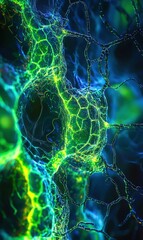 Fototapeta premium Abstract view of a nerve cell. AI.