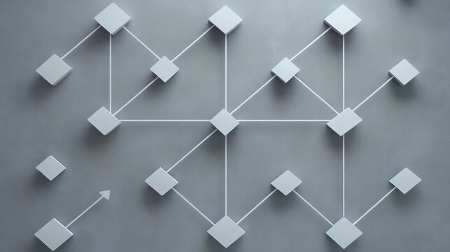 Abstract Flowchart Design with Geometric Shapes on Gray Background
