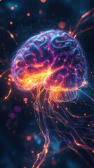 Vibrant neural connections in a bioluminescent digital mind