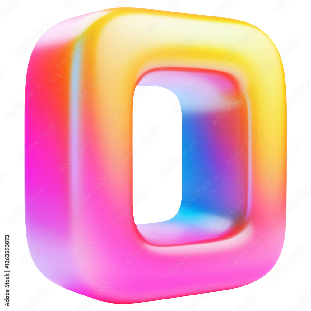 Poster holographic gradient rounded square shape with transparent background 3d render