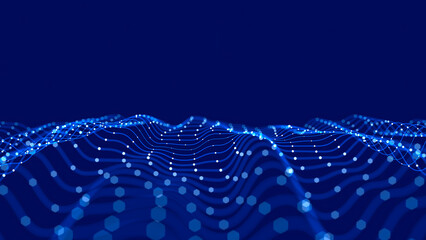 abstract waves of light lines in blue background