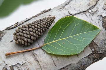 Alder Tree Delight: Nature's Green Cone and Leaf Harmony