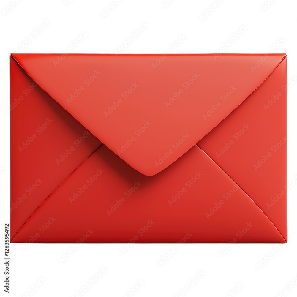 Poster isolated red envelope on transparent background for digital communication and notifications