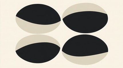 Abstract Composition of Interlocking Circles in Black and White Tones