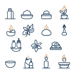 Minimalist Spa and Wellness Icons – Relaxation, Aromatherapy, and Zen Symbols