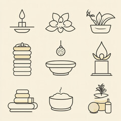 Spa and Wellness Icons – Relaxation, Aromatherapy, and Self-Care Symbols