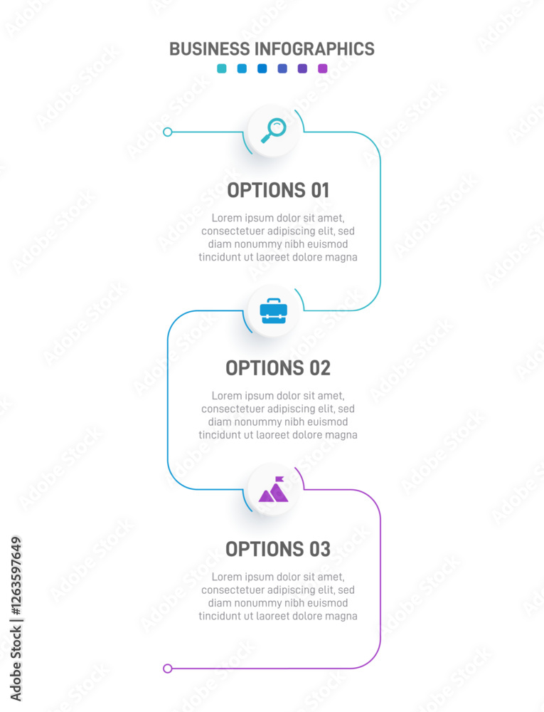 Poster vertical progress bar featuring 3 arrow-shaped elements, symbolizing the three stages of business st