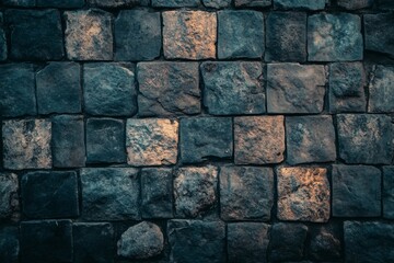 Rustic stone wall texture with dim lighting effect. Neural network AI generated
