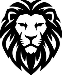 Illustration of a head of lion. Lion head mascot. Design element for logo, label, sign, poster, card. Vector illustration