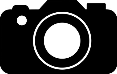 Illustration of a photo camera. Design element for logo, label, sign, poster, card. Vector illustration