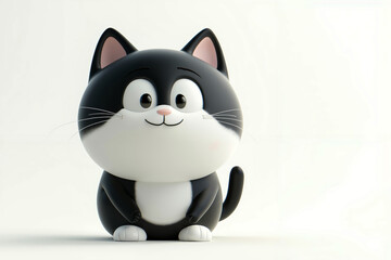Fototapeta premium A black and white cat sitting on a white surface