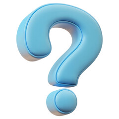 Fototapeta premium Rendered Light Blue Question Mark on Transparent Background Perfect For Infographics