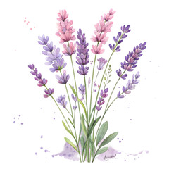 Naklejka premium Beautiful Lavender Flowers Bouquet Isolated