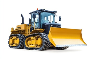 Fototapeta premium A grader machine with large blades isolated on a white background