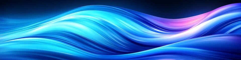 Abstract Blue Wave Background, Flowing Liquid Design, Dynamic Colorful Curve, Wavy Fluid Shape