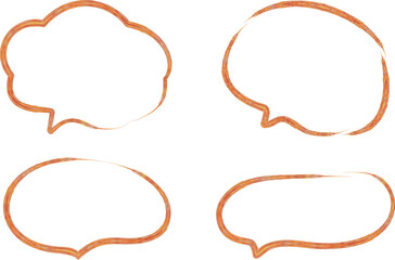 orange colorful pattern thick stroke speech bubbles set