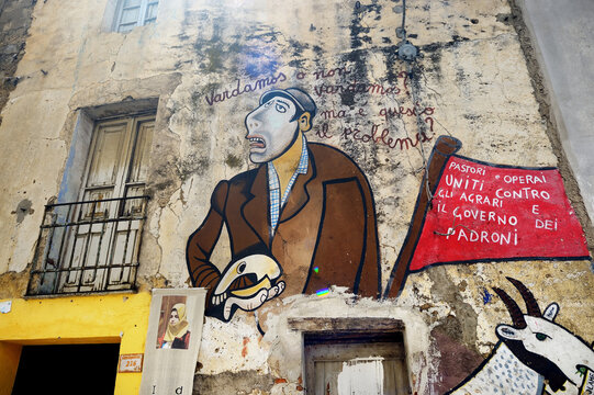 ORGOSOLO, ITALY - MAY 21, 2014: Wall paintings