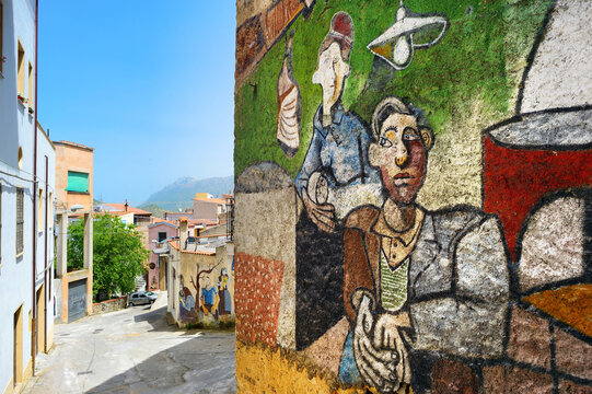 ORGOSOLO, ITALY - MAY 21, 2014: Wall paintings