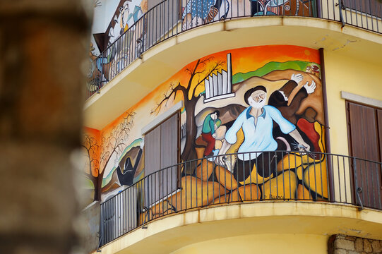 ORGOSOLO, ITALY - MAY 21, 2014: Wall paintings