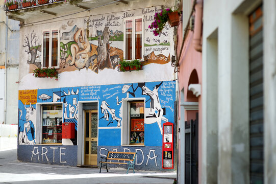 ORGOSOLO, ITALY - MAY 21, 2014: Wall paintings