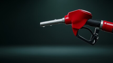 Naklejka premium Red Fuel Pump Nozzle Against Dark Background for Fueling Concepts