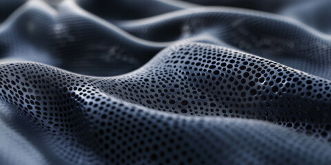Texture and breathability of mesh material with shiny finish and foam support layers