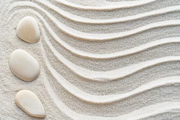 Selbstklebende Fototapeten Calm zen garden sand with precise patterns and smooth stones creating a serene atmosphere © Anna