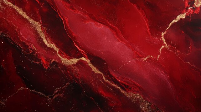Elegant Alicante marble with striking gold sparkles and deep red veining creates a luxurious visual effect