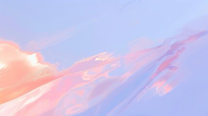 Abstract fluid background with pastel pink, blue, and gold hues, glossy texture, and luminous reflections