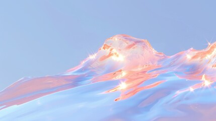 Abstract fluid background with pastel pink, blue, and gold hues, glossy texture, and luminous reflections