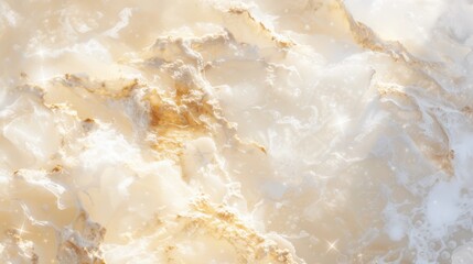 Abstract fluid background with pastel pink, blue, and gold hues, glossy texture, and luminous reflections