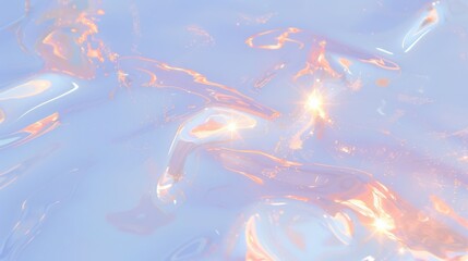 Abstract fluid background with pastel pink, blue, and gold hues, glossy texture, and luminous reflections. Background 