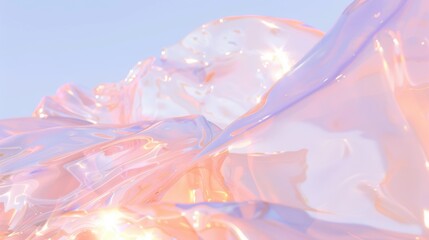 Abstract fluid background with pastel pink, blue, and gold hues, glossy texture, and luminous reflections. Background 