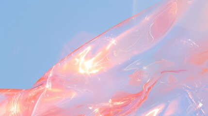 Abstract fluid background with pastel pink, blue, and gold hues, glossy texture, and luminous reflections. Background 
