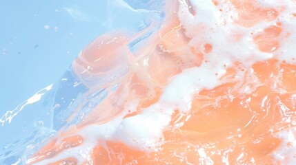 Abstract fluid background with pastel pink, blue, and gold hues, glossy texture, and luminous reflections. Walpaper